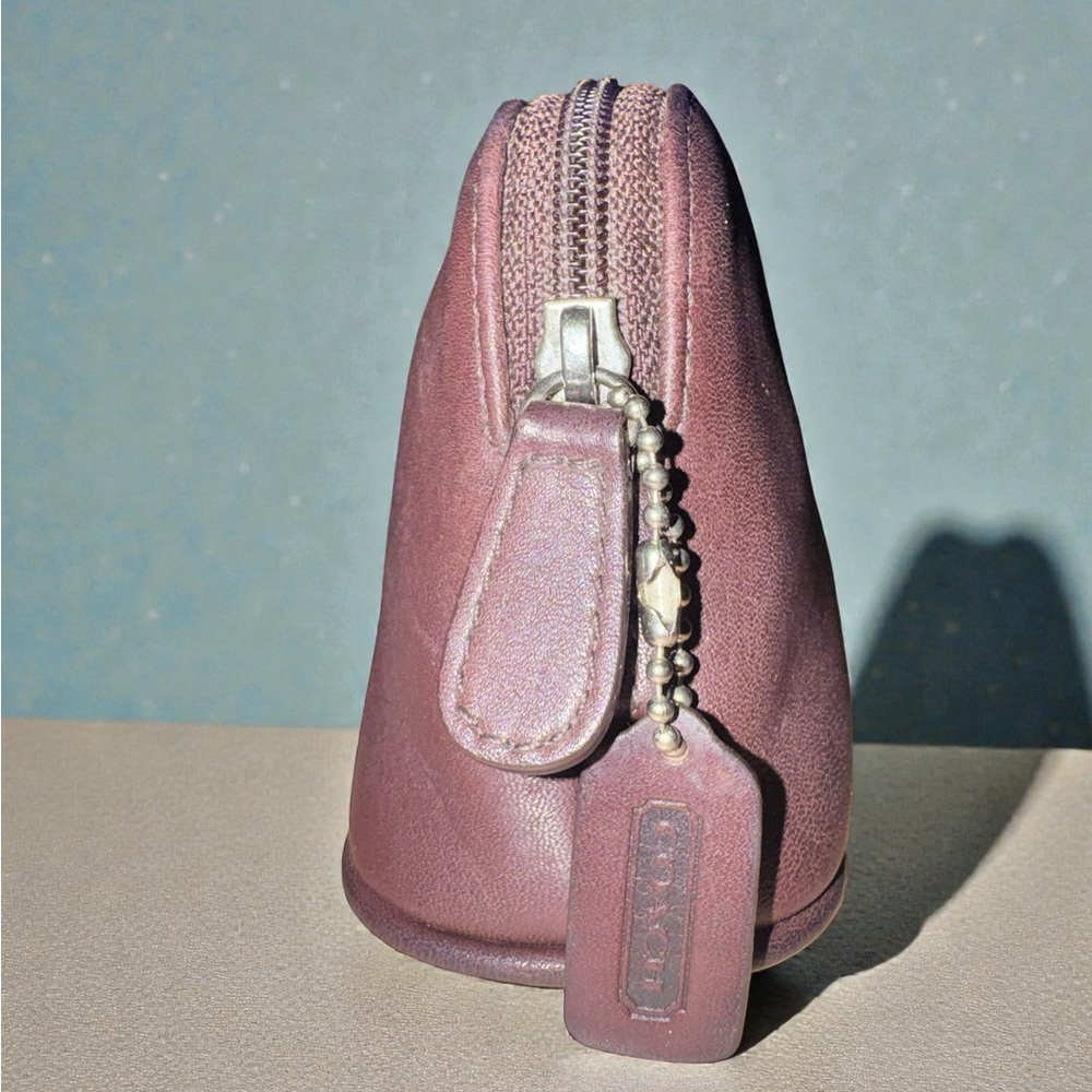 Coach Classic Vintage Dome Blue Leather Legacy Rare Zip Coin Purse Cosmetic Y2K - Picture 2 of 5